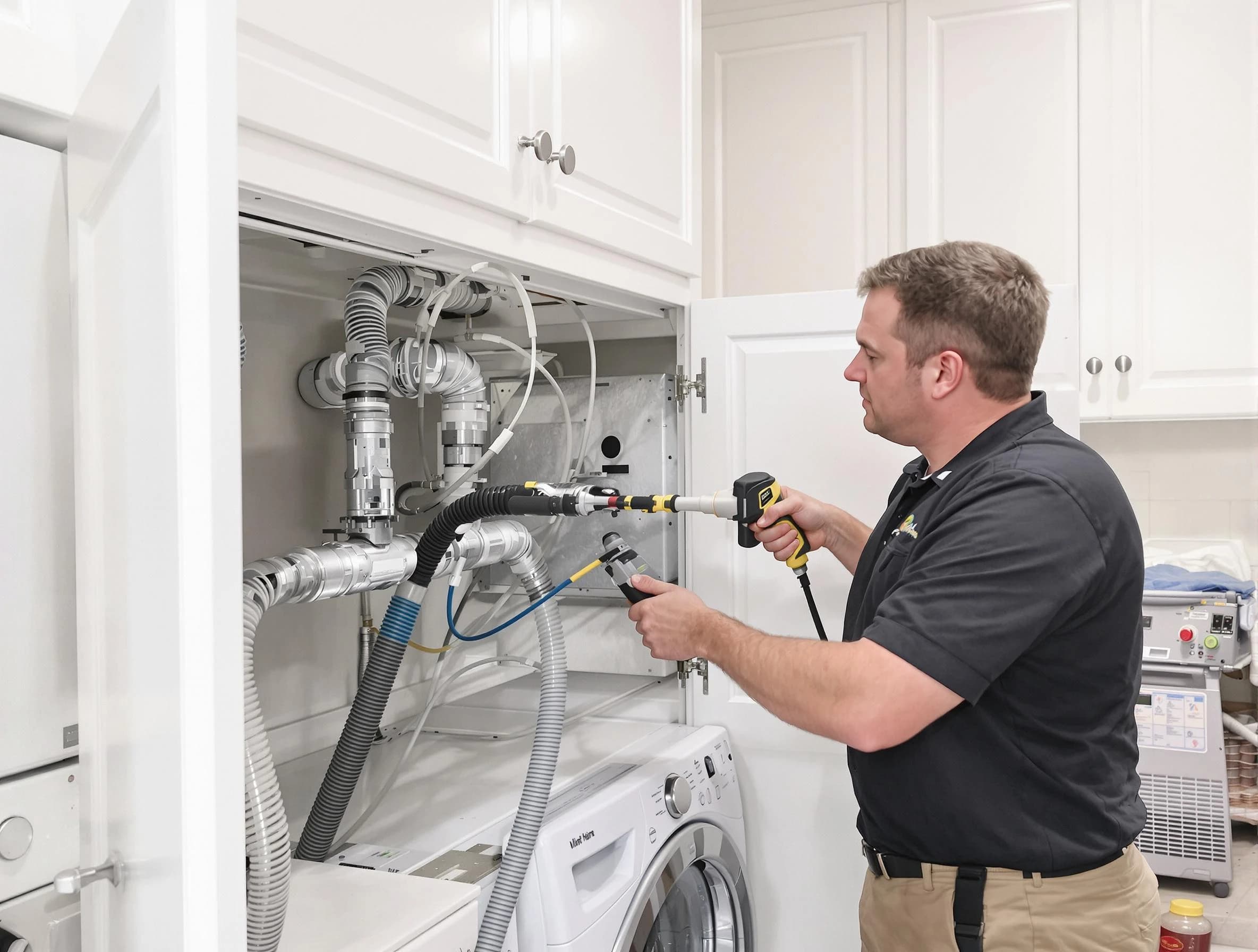 South Park Dryer Vent Cleaning professional removing severe blockage from a clogged dryer vent in South Park