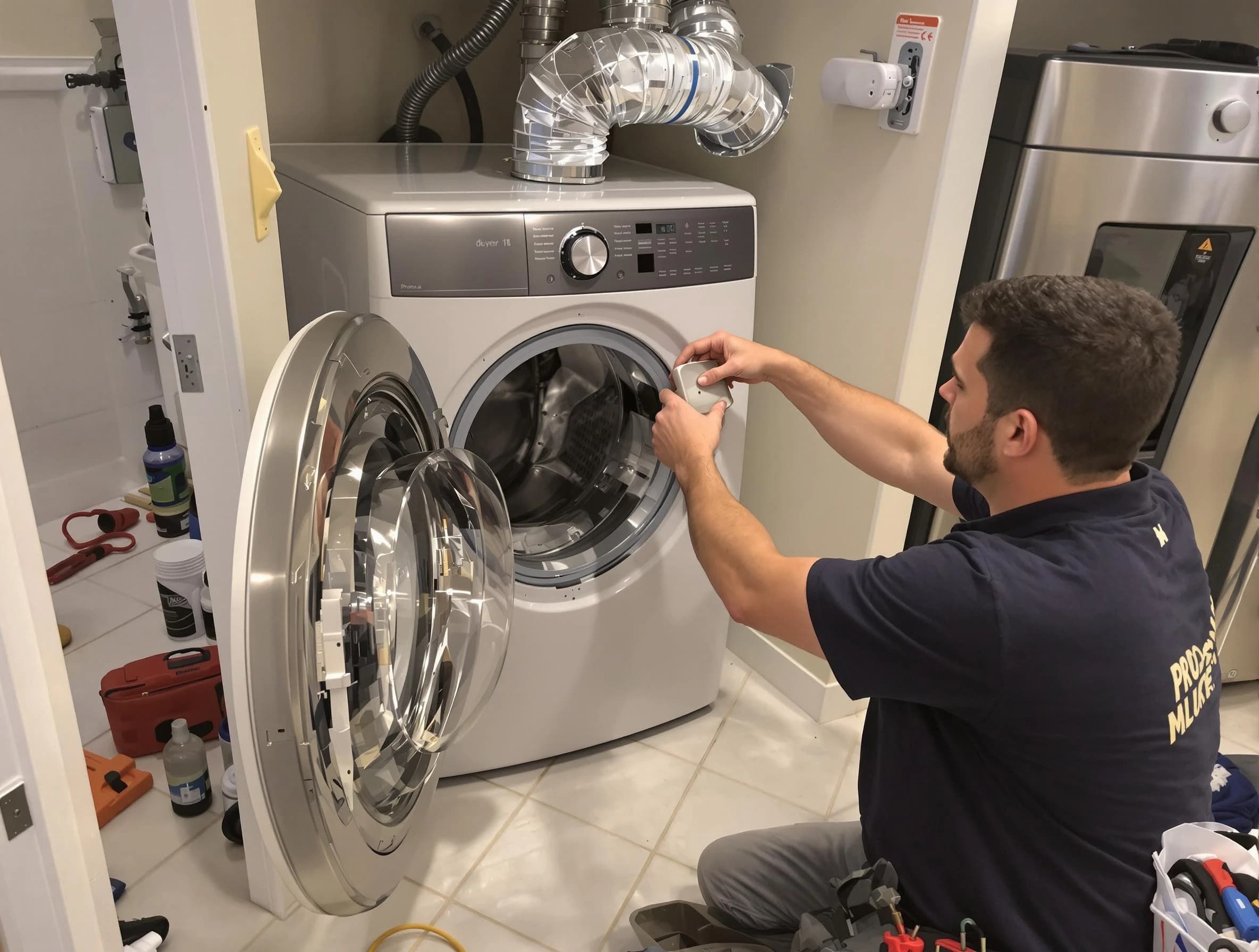 South Park Dryer Vent Cleaning technician performing precise dryer vent hose installation in South Park